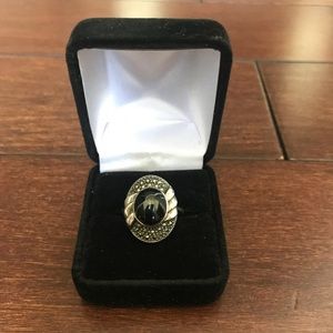 Sterling and onyx ring